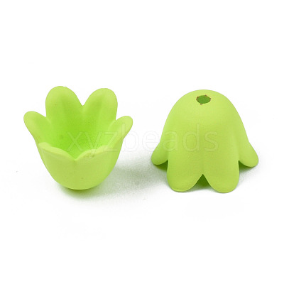 Rubberized Style Opaque Acrylic Bead Caps ACRP-T010-01D-1