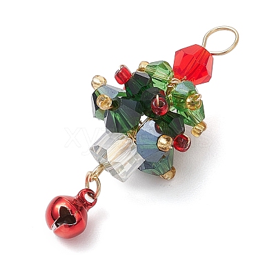 3Pcs 3 Colors Christmas Theme Glass Pendants PALLOY-JF02892-1