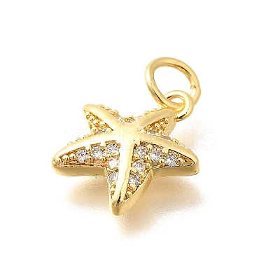 Brass Micro Pave Clear Cubic Zirconia Pendants KK-Q040-01F-G-1