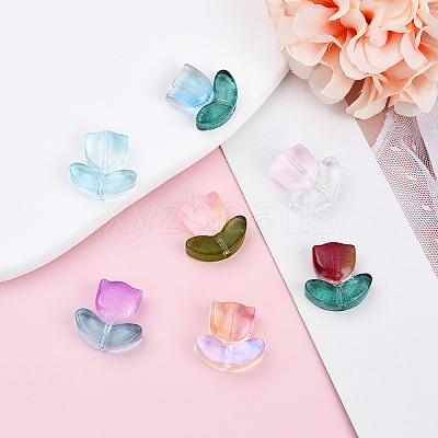 60Pcs 2 Styles Spray Painted Transparent Glass Beads GLAA-YW0003-98-1