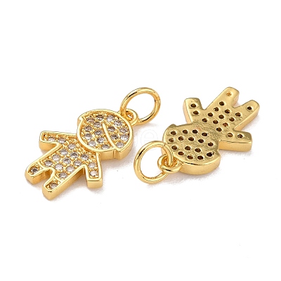 Brass Micro Pave Cubic Zirconia Charms ZIRC-A021-49G-B-1