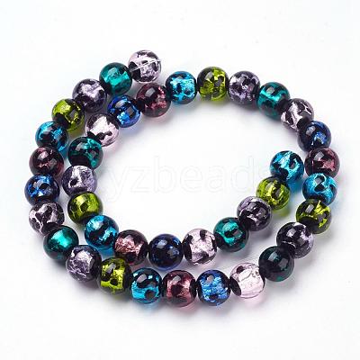 Handmade Silver Foil Lampwork Beads Strands FOIL-L016-A05-1