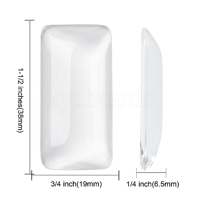 Transparent Rectangle Glass Cabochons GGLA-R025-38x19-1