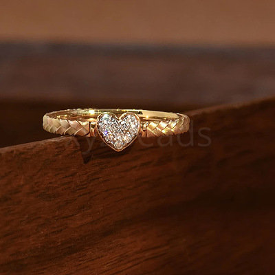 Heart 925 Sterling Silver Micro Pave Clear Cubic Zirconia Finger Rings FS-WGC3F33-02-1