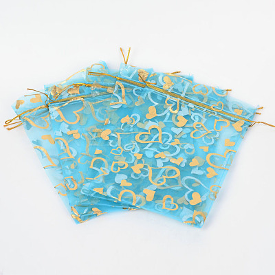 Heart Printed Organza Bags OP-R022-13x18-01-1