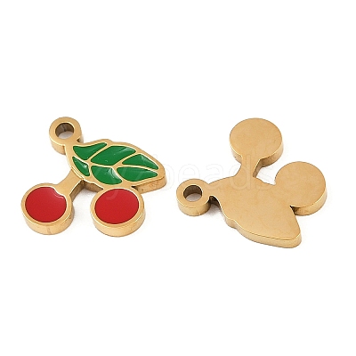 Fruit 304 Stainless Steel Enamel Charms STAS-C137-04A-G-1