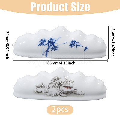 2Pcs 2 Colors Porcelain Calligraphy Brush Holder AJEW-CA0004-91-1
