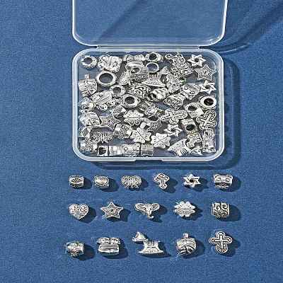 64Pcs 16 Styles Tibetan Style Alloy European Large Hole Beads FIND-FS0002-63-1