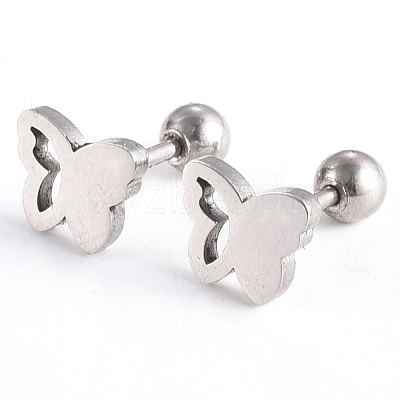 Tarnish Resistant 201 Stainless Steel Barbell Cartilage Earrings EJEW-R147-11-1