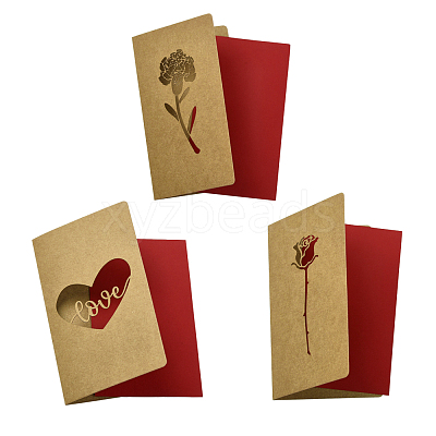 3 Sets 3 Styles Kraft Paper Greeting Cards AJEW-FS0001-28-1
