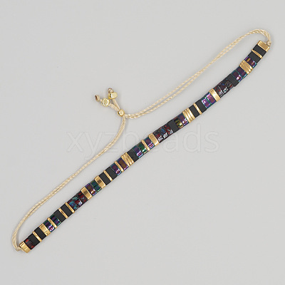 Vintage Ethnic Style Adjustable Glass Tila Beaded Handmade Slider Bracelets for Women ZN9527-3-1