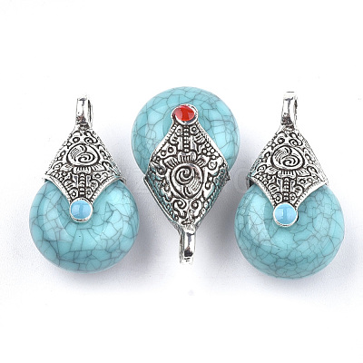 Tibetan Style Resin Pendants RESI-T022-16G-1