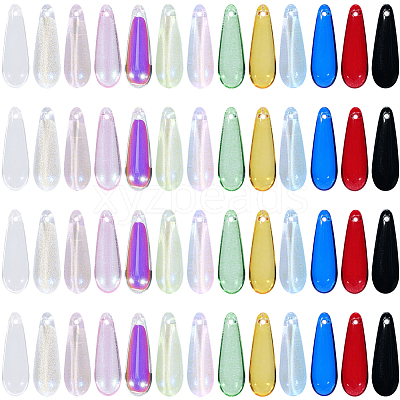 130Pcs 13 Colors Baking Paint Transparent Glass Pendants FIND-SC0023-46A-1