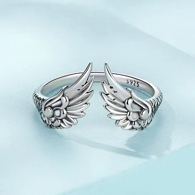 Simple Style Cute 925 Sterling Silver Wing Cuff Rings FS-WG9C3E6-01-1
