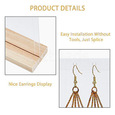 1 Set 10-Hole Vertical Transparent Acrylic Earring Display Stands ODIS-FH0001-16-1