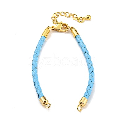 Leather Braided Cord Link Bracelets MAK-K022-01G-1
