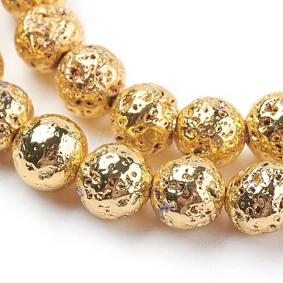 Electroplated Natural Lava Rock Bead Strands G-E429-01-8mm-G-1