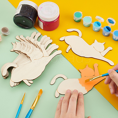 Cat Shape Unfinished Wood Cutouts WOOD-WH0029-48-1