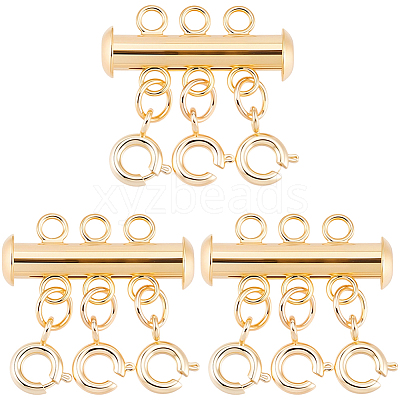 3Pcs 3 Holes Brass Slide Lock Clasps KK-BBC0027-60B-1