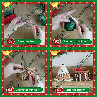 1Set Christmas Theme DIY Crochet Kit for Beginners DIY-SC0027-78B-1