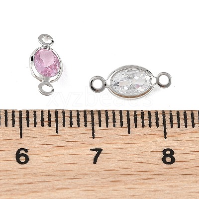 SHEGRACE Brass Pave Cubic Zirconia Oval Connector Charms XGRQ2O871-439P-1