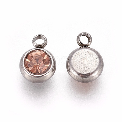 201 Stainless Steel Rhinestone Charms STAS-S068-15-1