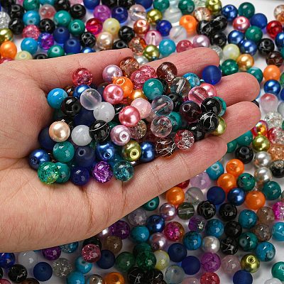 Opaque Spray Painted Glass Beads DGLA-MSMC002-8mm-1