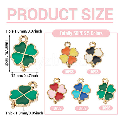 50Pcs 5 Colors Alloy Enamel Pendants ENAM-TA0003-81-1