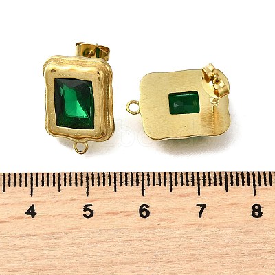 304 Stainless Steel Cubic Zirconia Stud Earring Findings STAS-B087-07B-G-1