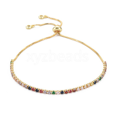 Cubic Zirconia Tennis Bracelet BJEW-T020-03B-01G-1