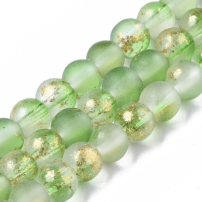 Frosted Spray Painted Glass Beads Strands GLAA-N035-03A-C02-1