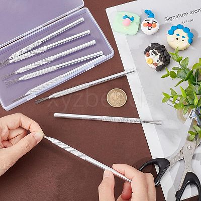 8Pcs Stainless Steel Clay Pottery Sculpture Feather Wire Texture Tool DIY-UN0003-25-1