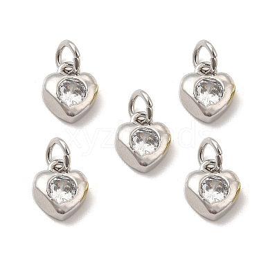 Brass Micro Pave Clear Cubic Zirconia Charms KK-E068-VB235-1
