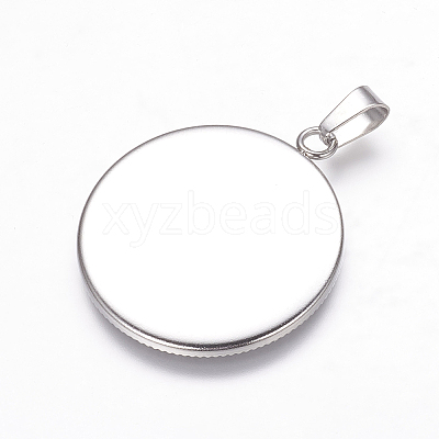 Tarnish Resistant 201 Stainless Steel Pendant Cabochon Settings STAS-P160-06P-1