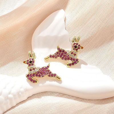 Horse Brass Micro Pave Cubic Zirconia Stud Earrings EJEW-M077-13G-1