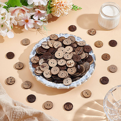 200Pcs 2-Hole Coconut Buttons COCO-GO0001-01-1