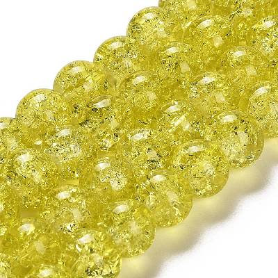 Spray Painted Crackle Glass Beads Strands CCG-Q001-10mm-04-1