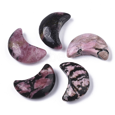 Moon Shape Natural Rhodonite Healing Crystal Pocket Palm Stones G-T132-001F-1