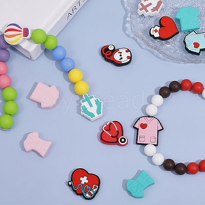 12Pcs 12 Styles Silicone Beads SIL-CA0002-85-1