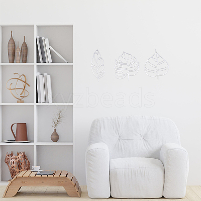 Leaf Acrylic Mirror Wall Stickers OACR-WH0032-06A-1