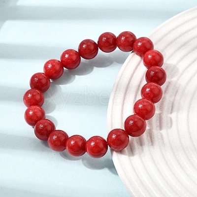 10MM Natural Dyed White Jade Round Beaded Stretch Bracelets for Women GG-CBA3F02-12B-1