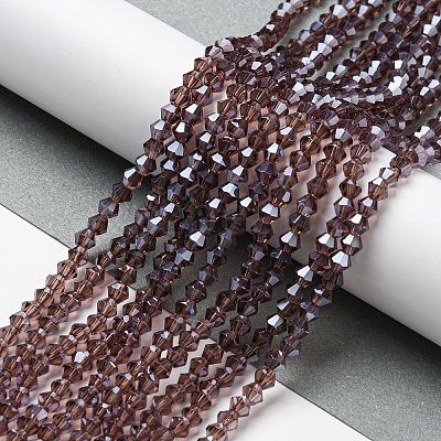Transparent Electroplate Glass Beads Strands GLAA-F029-3mm-C05-1