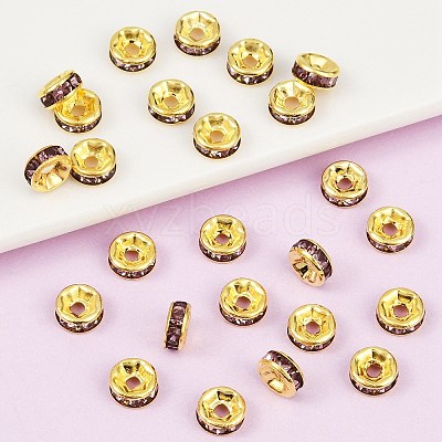 Brass Rhinestone Spacer Beads RB-A014-Z6mm-10G-1