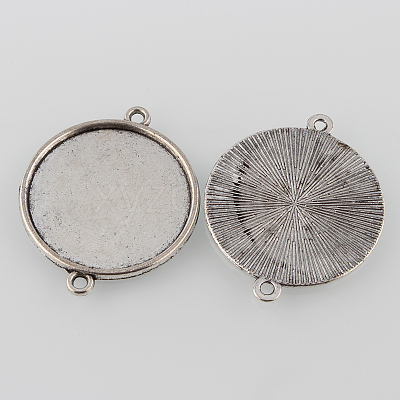 Tibetan Style Alloy Cabochon Connector Settings X-TIBE-M022-14AS-1