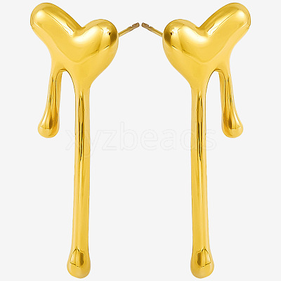 1 Pair Stylish Heart Tassel 304 Stainless Steel Stud Earrings for Women WI4512-2-1