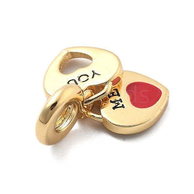 Rack Plating Brass Red Enamel European Dangle Charms X-KK-Q017-34G-1