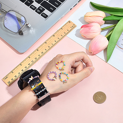 6Pcs 2 Styles Alloy & Glass Beaded Decorative Rings for Smartwatch Band AJEW-CP0009-95-1