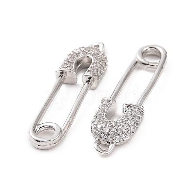 Brass Micro Pave Clear Cubic Zirconia Pendants KK-E068-VC469-1