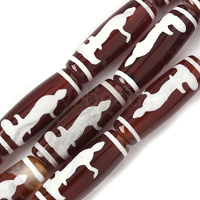 Rice Shape Tibetan Style dZi Beads Strands G-A269-A22-01-1