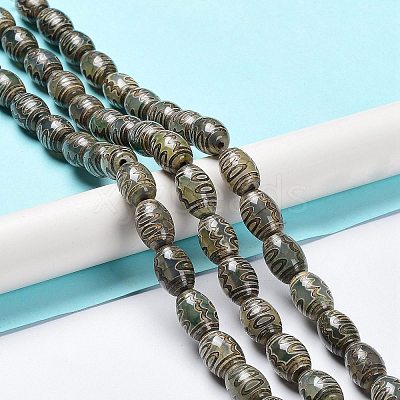 Tibetan Style dZi Beads Strands TDZI-E005-01H-1